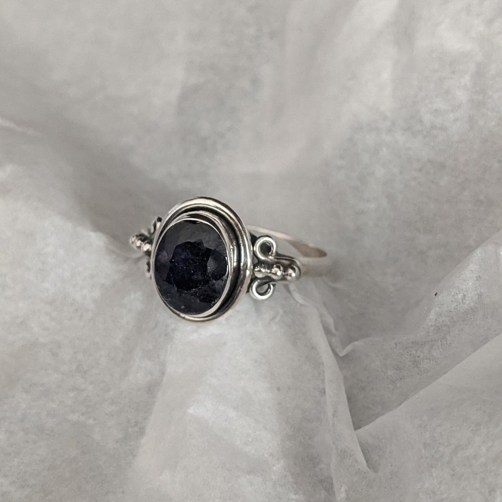 SOLD! Natural Blue Sapphire, 925 Silver ring, size 8 - Picture 6 of 10